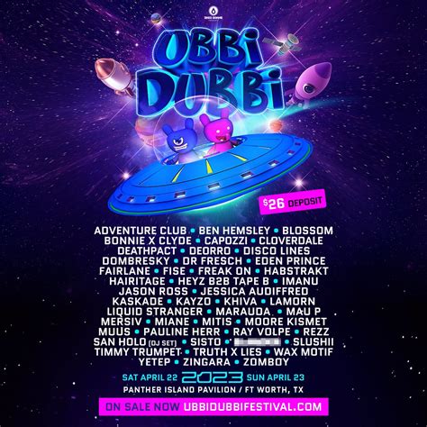 Ubbi dubbi 2024 - The Ubbi Dubbi Festival lineup for 2024 featured 47 artists and bands, including Odd Mob, Kaleena Zanders, Trivecta, Odd Mob B2B Omnom, Rommii, Alleycvt, Sabai, Align, Blanke, and Tobehonest.